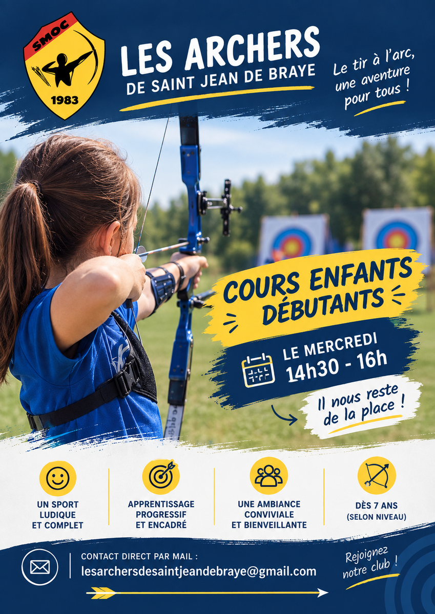 🎯 Tir à l’arc pour les enfants à Saint-Jean-de-Braye : des places disponibles !